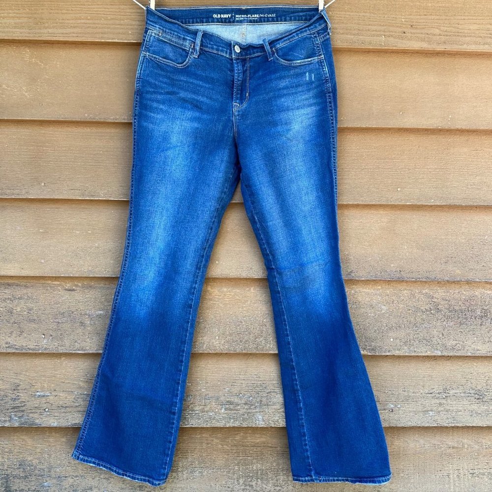 Old Navy Mid Rise Micro-Flare Blue Jeans Size 10